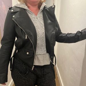 BNCI faux leather jacket with hoodie size L